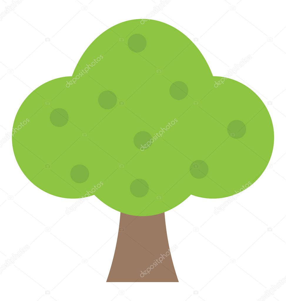 A fresh fruit tree, apple tree flat icon