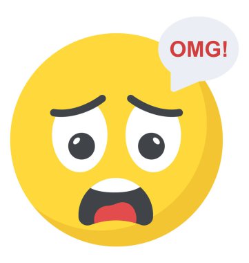 Omg metin ifade tasarımını düz simgesi 