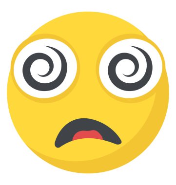 Düz emoji simgesi tasarım sarmal gözler, baş döndürücü emoji 