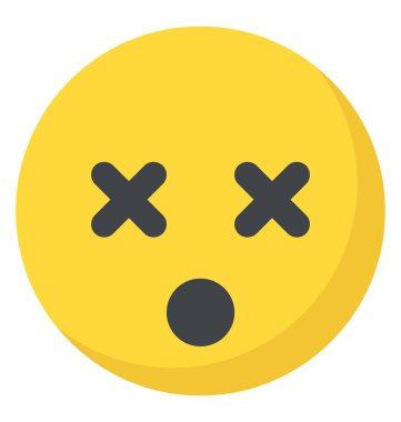 Gülen çapraz gözlü, baş döndürücü düz simgesi tasarım