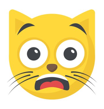 Açık ağız yolu ile emoji awestruck ifade gösterilen kedi surat 