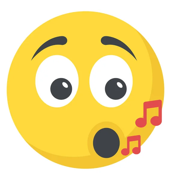 Smiley Com Emoticon Nota Música — Vetor de Stock