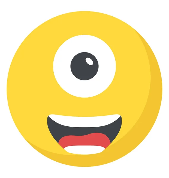 One Eye Emoji Laughing Showing Craziness — Stock Vector