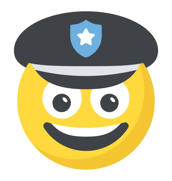 Poliziotto Faccia Con Espressioni Ridenti Attraverso Emoticon — Vettoriale Stock