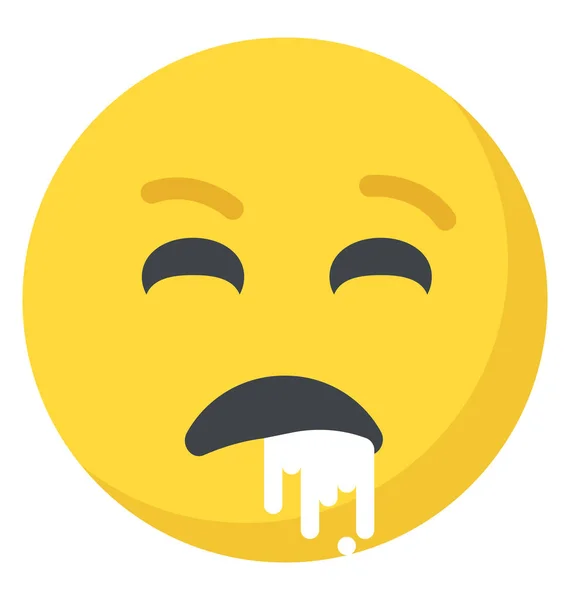Smiley Kotzen Flache Ikone Mit Ekelhaftem Ausdruck — Stockvektor