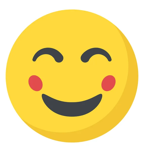Blushing Expressão Feliz Através Ícone Emoticon — Vetor de Stock