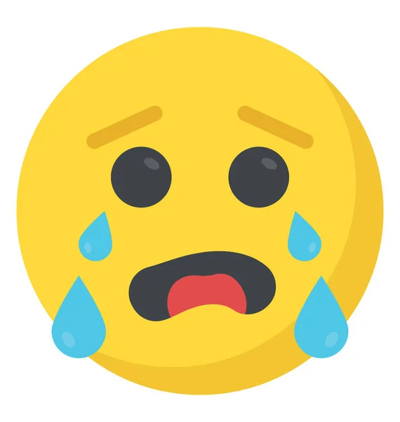 Llorando Llorando Cara Emoticono Cara Sonriente Emoción — Vector de stock