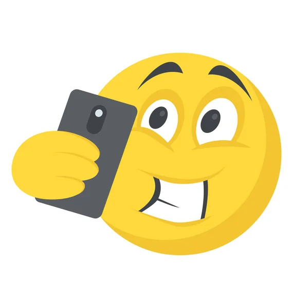Emoji Mignon Prendre Selfie Avec Smartphone — Image vectorielle