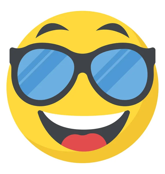 Faccia Sorridente Fresca Emoji Felice — Vettoriale Stock