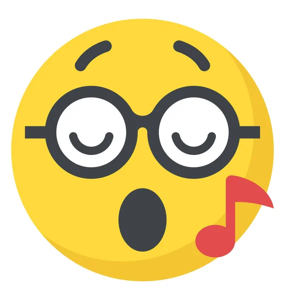 Sonriente Con Emoticono Nota Musical — Archivo Imágenes Vectoriales