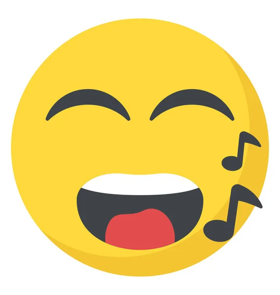 Senyum Dengan Catatan Musik Emoticon - Stok Vektor