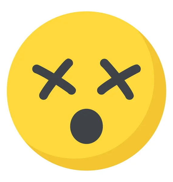 Smiley Crossed Eyes Dizzy Flat Icon Design — Stock Vector
