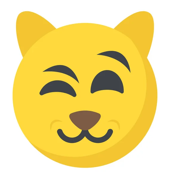 Emoji Gato Bonito Estilo Cartoon — Vetor de Stock