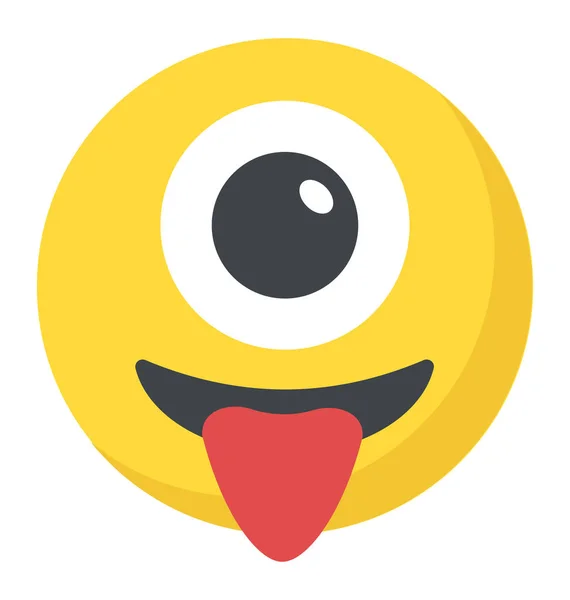 One Eye Emoji Laughing Showing Craziness — Stock Vector