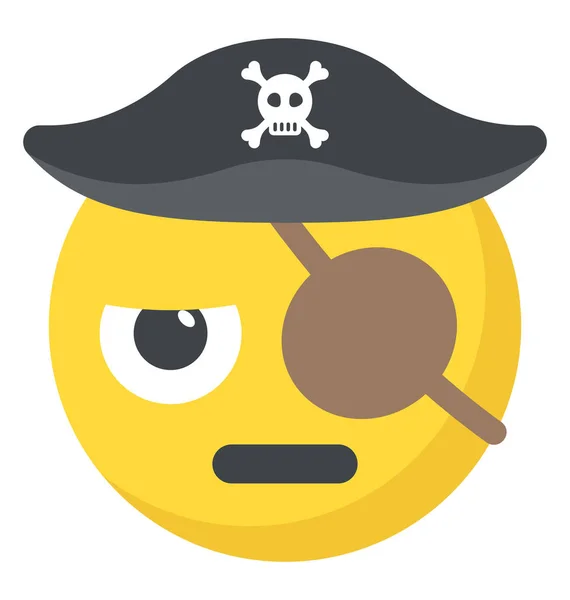 带眼罩的海盗 Emoji 表情平面图标设计 — 图库矢量图片
