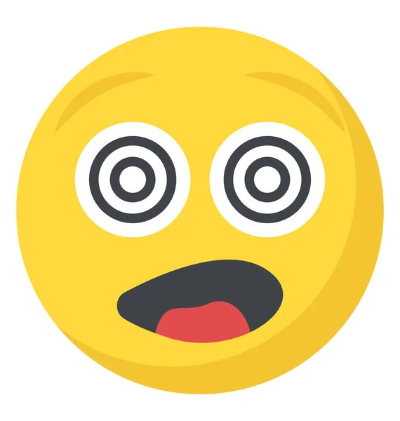 Flat Emoji Icon Design Spiral Eyes Dizzy Emoji — Stock Vector