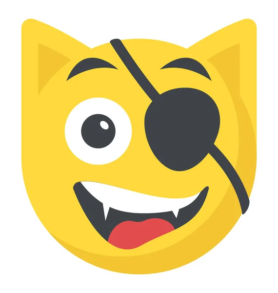 Flat Icon Design Pirate Emoji Eye Patch — Stock Vector