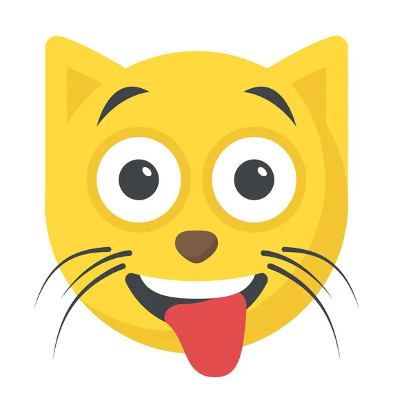 Cat Face Emoji Stuck Out Tongue Expressions — Stock Vector