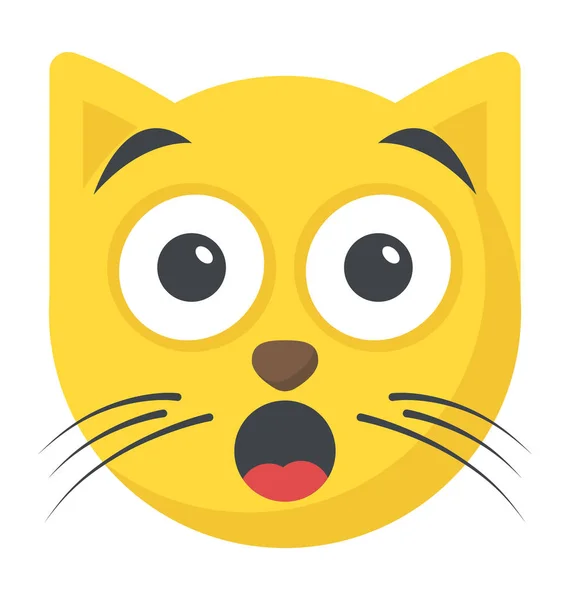 Cute Cartoon Style Cat Emoji Surprised Expressions — Stock Vector