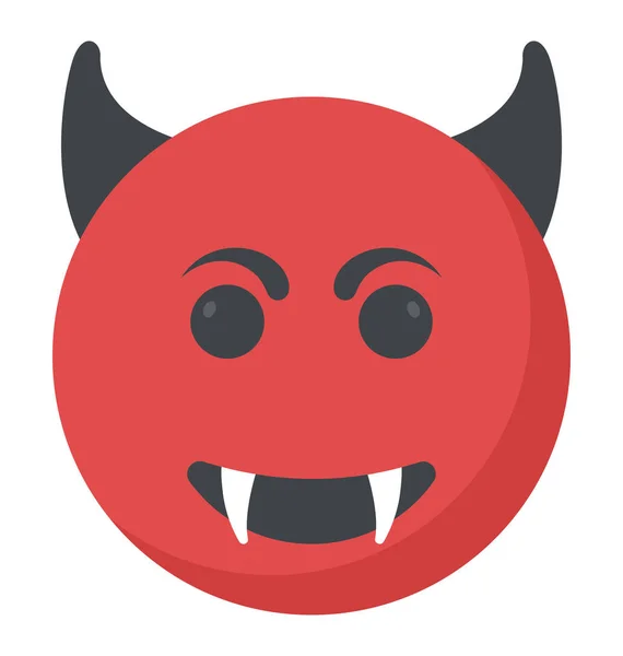 Злой Улыбчивый Смайлик Показывающий Дьявольскую Ухмылку — стоковый вектор