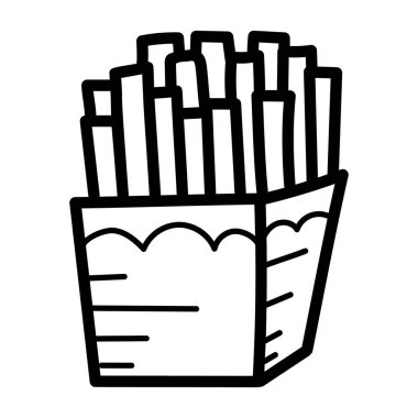 Patates kızartması ikonu, fast food vektörü, patates kızartması, düzenlenebilir vuruş simgesi.