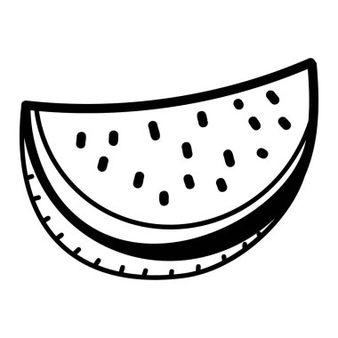 Olgun karpuz dilimi modaya uygun el çizimi vektörde