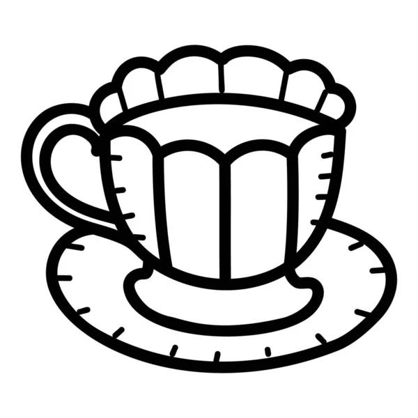 Heißgetränk Becher Und Untertasse Teetasse Vektorzeichnung — Stockvektor