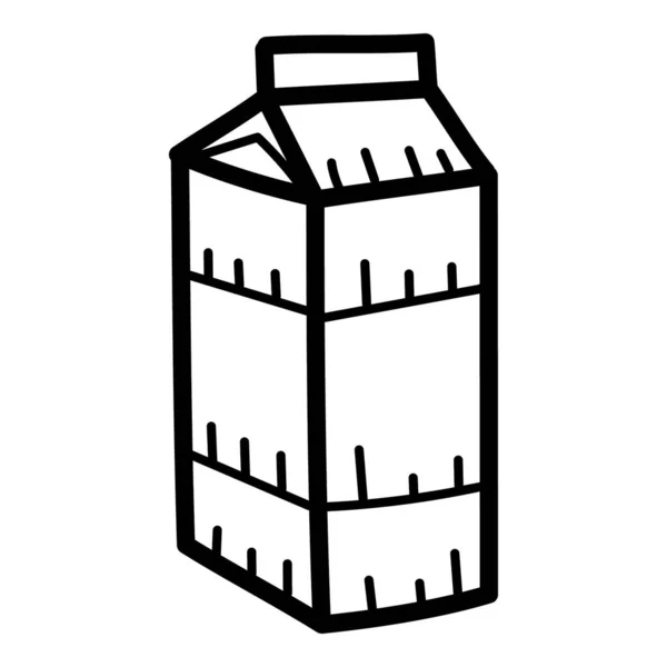 Mejeriprodukt Trendig Handritad Ikon Tetraförpackning Med Mjölk — Stock vektor