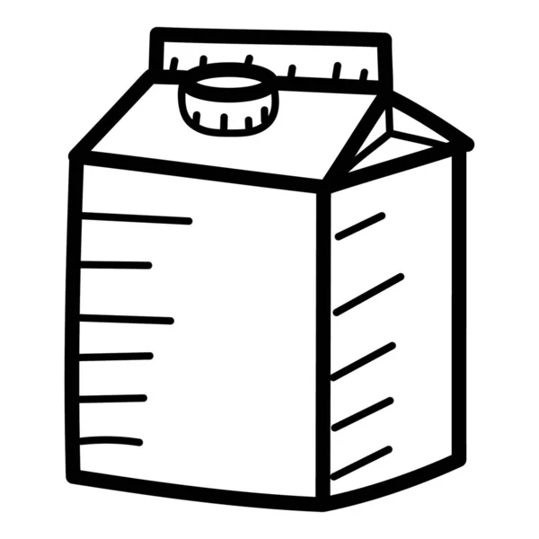 Набросок Упаковки Молока Напиток Упаковке Ручной Работы Иконка — стоковый вектор