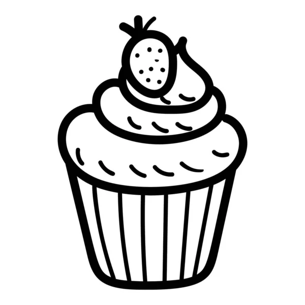 Small Cake Serve One Person Hand Drawn Cupcake Vector Fairy — ストックベクタ