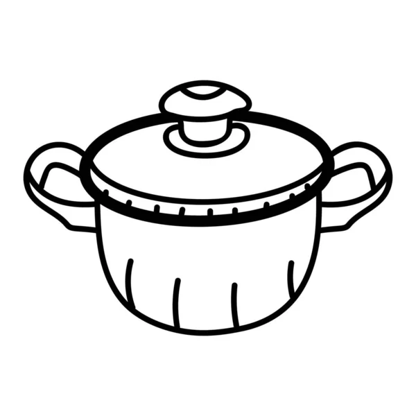 Ein Kochgeschirr Für Die Zubereitung Von Lebensmitteln Mit Deckel Karussell — Stockvektor