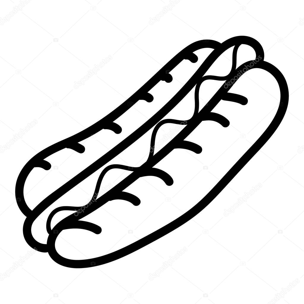 Amarican traditional cuisines, hotdog sandwich hand drawn icon 