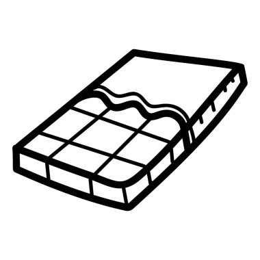 Çikolata çubuğu simgesi, yarım açık ambalajlı, moda el çizimi tarzında.