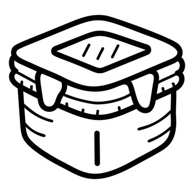 Yemek kutusu, beyaz arkaplanda izole edilmiş el çizimi vektörü 