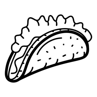 Meksika yemeği tacoları, tortilla sandviçi çizim ikonu, düzenlenebilir felç. 