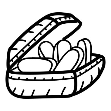 Gıda teslimatı için yiyecek kutusu el çizimi biçiminde vektör