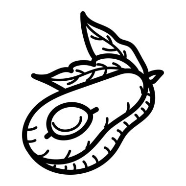 Son moda el çizimi tarzında tropikal bir avokado meyve vektörü 