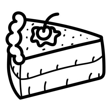 Pasta dilimi çizim simgesi, pasta parçası 