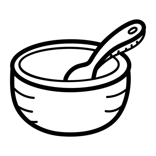 Sopa Cuenco Dibujo Tener Cuchara Dentro Para Comer Propósito — Vector de stock