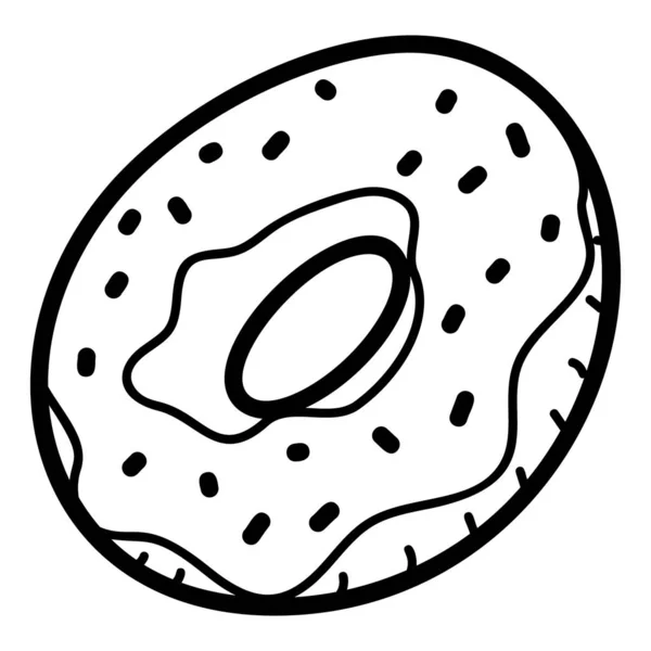 Sweet Doughnut Sprinkles Hand Drawn Icon Bakery Food — ストックベクタ