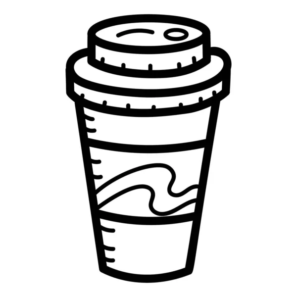 Cafe Coffee Take Away Disposable Drink Hand Drawn Vector — Stock Vector