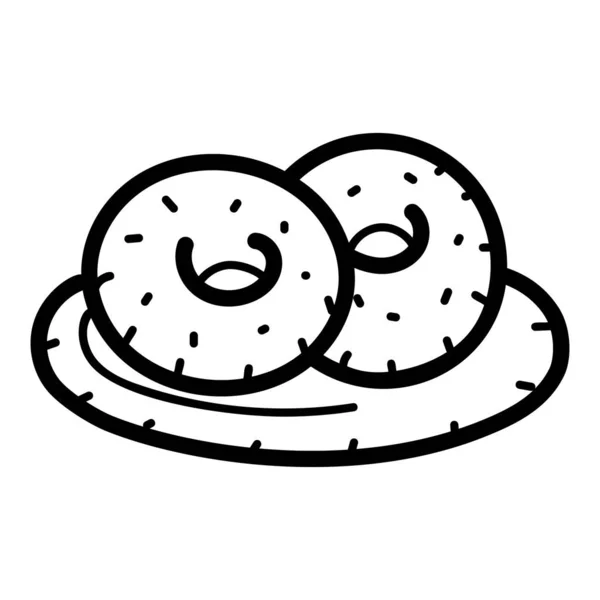 Sweet Doughnut Serving Sprinkles Hand Drawn Icon — Stock Vector