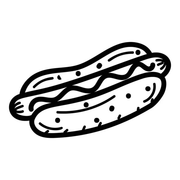 Hot Dog Mit Ketchup Topping Handgezeichnete Ikone — Stockvektor