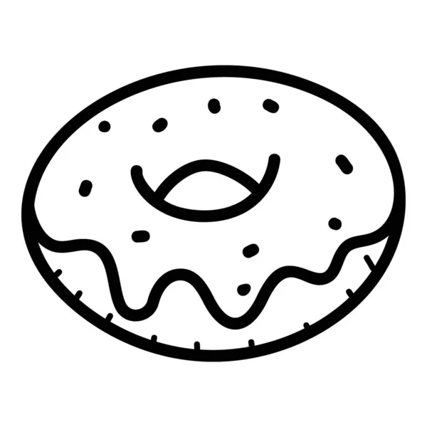 Zoete Donut Met Hagelslag Met Hand Getekend Pictogram — Stockvector