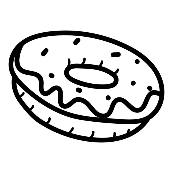 Zoete Donut Met Hagelslag Met Hand Getekend Pictogram — Stockvector