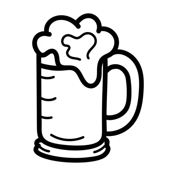Bier Stein Vector Perfect Voor Bar Hand Getrokken Stijl — Stockvector