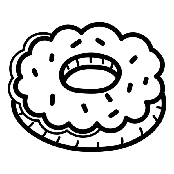 Süßer Donut Mit Streusel Handgezeichnete Ikone Der Backwaren — Stockvektor