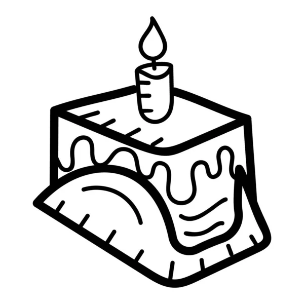 Hand Drawn Birthday Cake Icon Sweet Dish Celebration Dessert — ストックベクタ