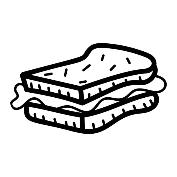 Sandwich Mit Gemüse Und Soßen Handgezeichneten Stil — Stockvektor