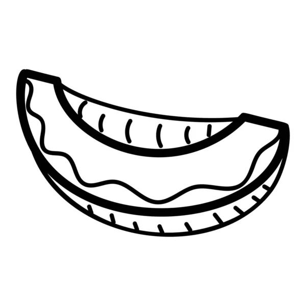 Slice Ripe Melon Slice Trendy Hand Drawn Vector — ストックベクタ